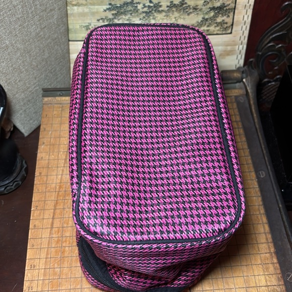 Caboodles Soft Fabric Makeup Hair Tools Case Pink Black Houndstooth w IPSY Bag - Picture 10 of 17